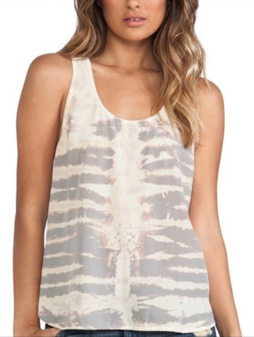 Gypsy 05 100% Silk Tie Dye Racerback Tank Top Size Small